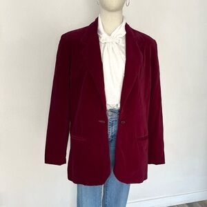 Vintage Red Velvet Blazer Jacket